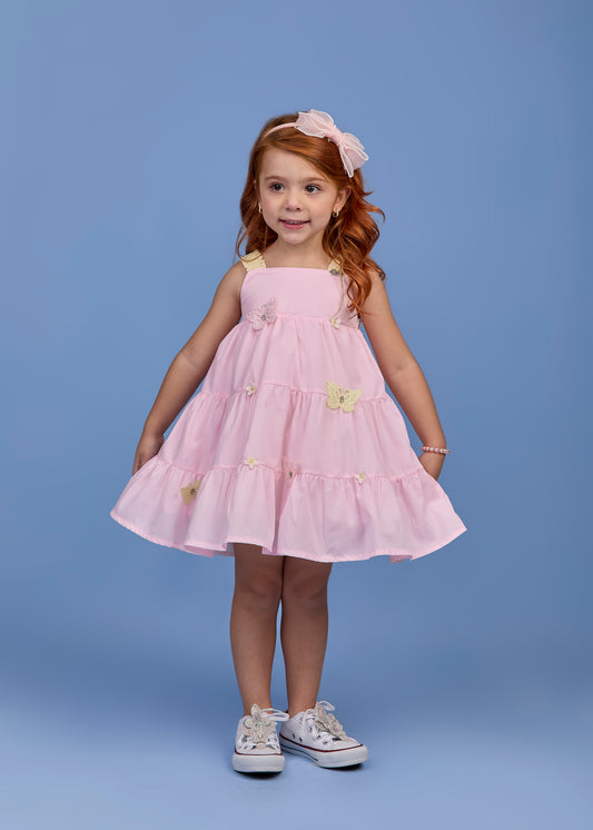 Vestido Infantil Borboletas e Rosas - Gabriela Aquarela