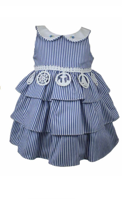 Vestido Bebê Marinheira Golinha, Lacinhos e Aplicações - Roana PRÉ-VENDA