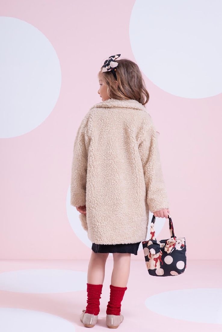 Casaco Infantil Conceito Pele Carneiro Patches e Laços - Pituchinhus
