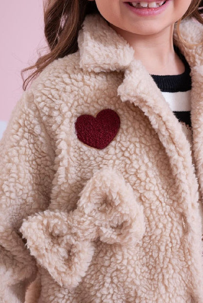 Casaco Infantil Conceito Pele Carneiro Patches e Laços - Pituchinhus