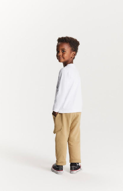 Conjunto Bebê Camiseta ML Ursinho Ski e Calça Moletom Cargo Bege - Um Mais Um