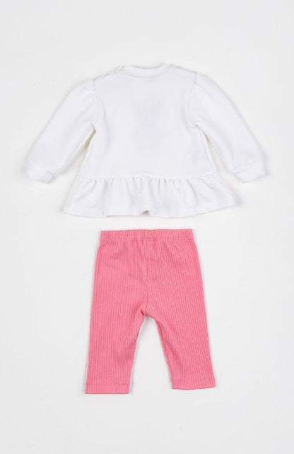 Conjunto Bebê Blusa Moletinho Urso e Calça Legging Canelada - Um Mais Um