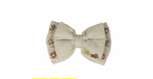 Laço Infantil Flores Bordadas Branco - Roana