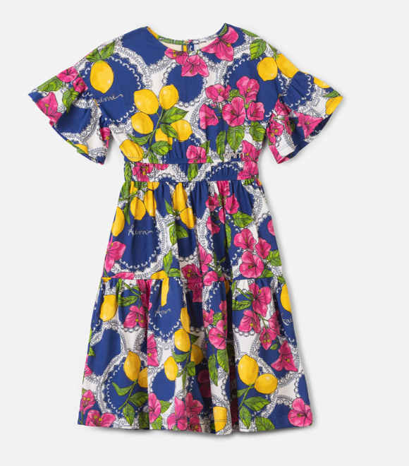 Vestido Infantil Estampa Primavera Floral e Limões - Animê