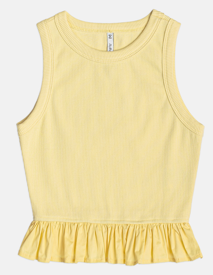Blusa Teen Regata Com Babado Butter Cream - Authoria