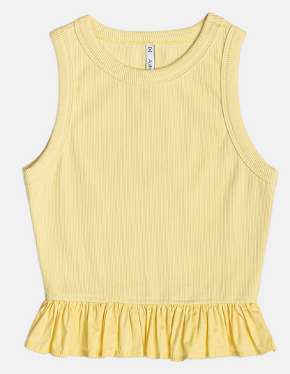 Blusa Teen Regata Com Babado Butter Cream - Authoria