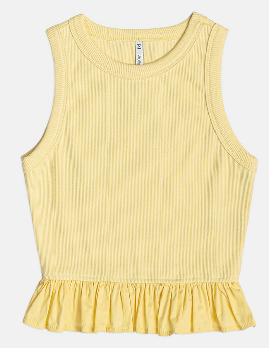 Blusa Teen Regata Com Babado Butter Cream - Authoria