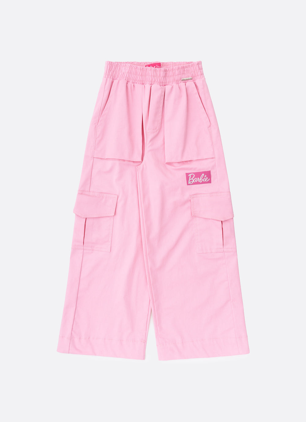 Calça Infantil Cargo Sarja Patches Barbie Rosa Romântico - Pituchinhus
