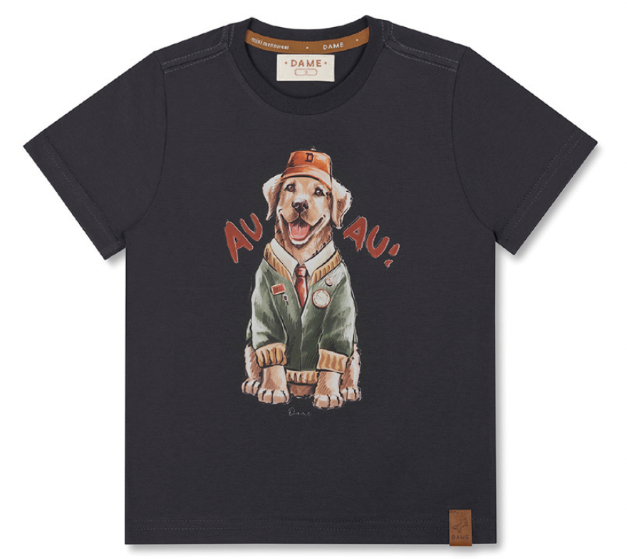 Camiseta Infantil Cachorro Golden Grafite - Dame