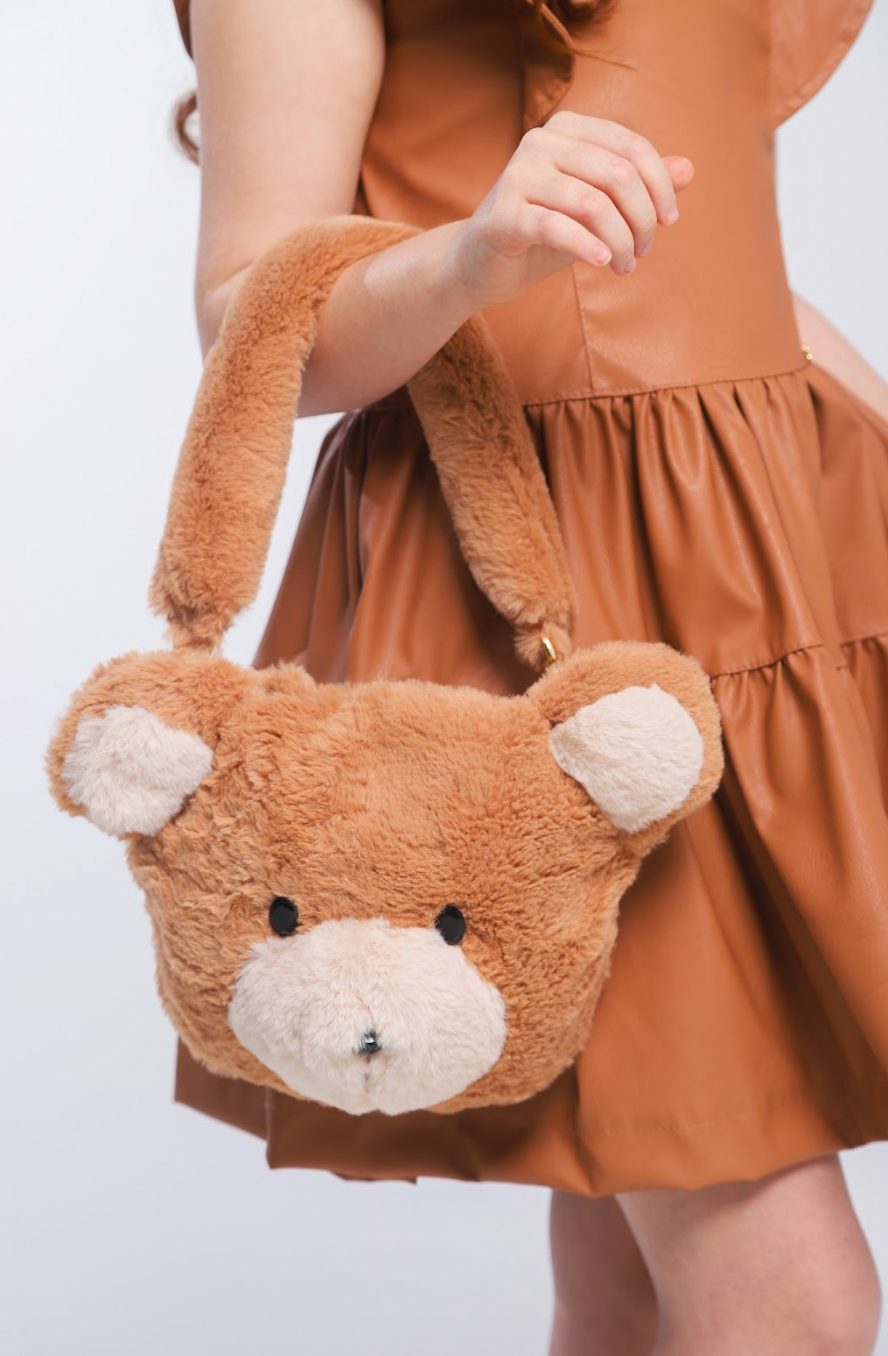 Vestido Infantil Rodado Babadinhos Couro Tech Caramelo - Luluzinha