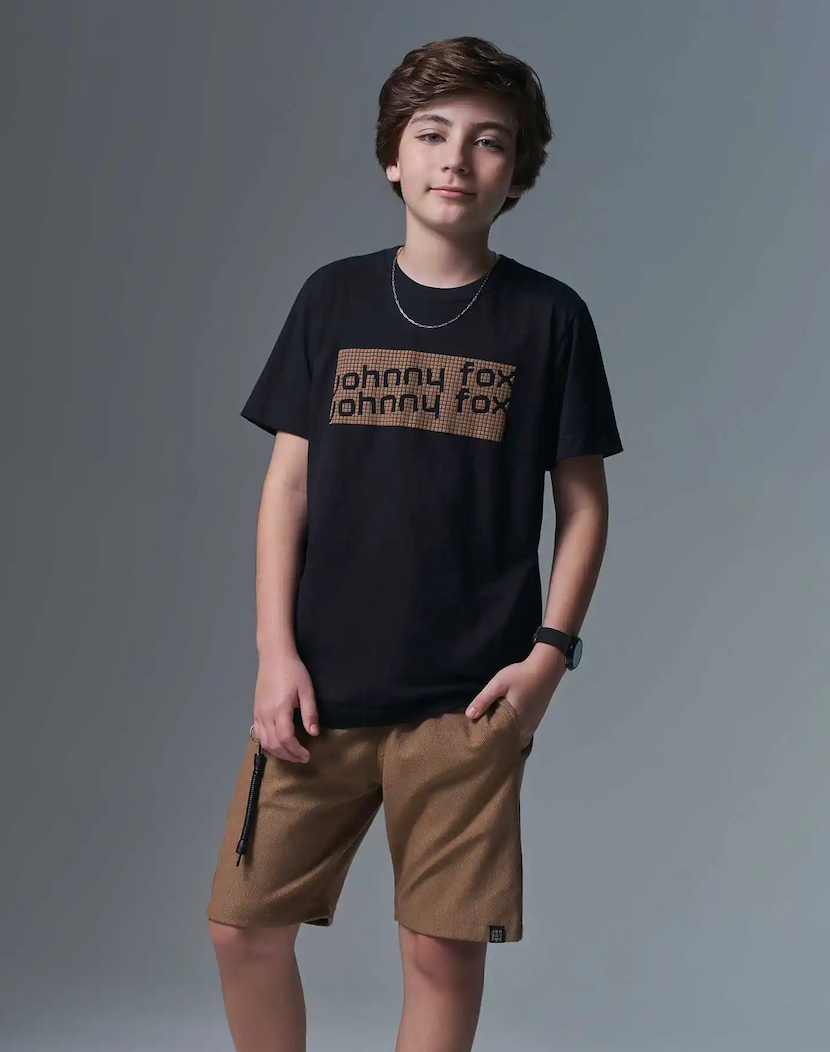 Camiseta Infantil Johnny Fox e Bermuda - Little Johnny