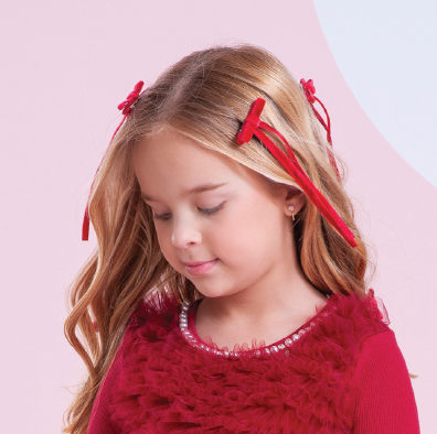 Presilha Infantil Laço Veludo Vermelho - Pituchinhus PRÉ-VENDA