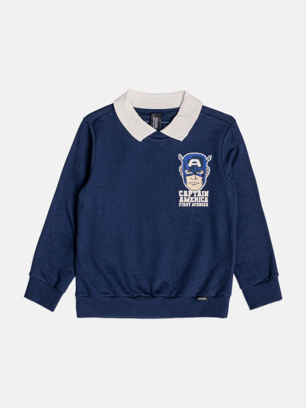 Conjunto Infantil Casaco Gola Polo e Bermuda Jeans Patchs Marvel - Youccie