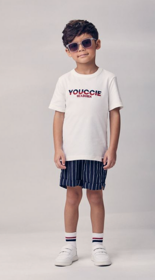 Conjunto Infantil T-shirt Seaborn e Bermuda Listrada - Youccie PRÉ-VENDA
