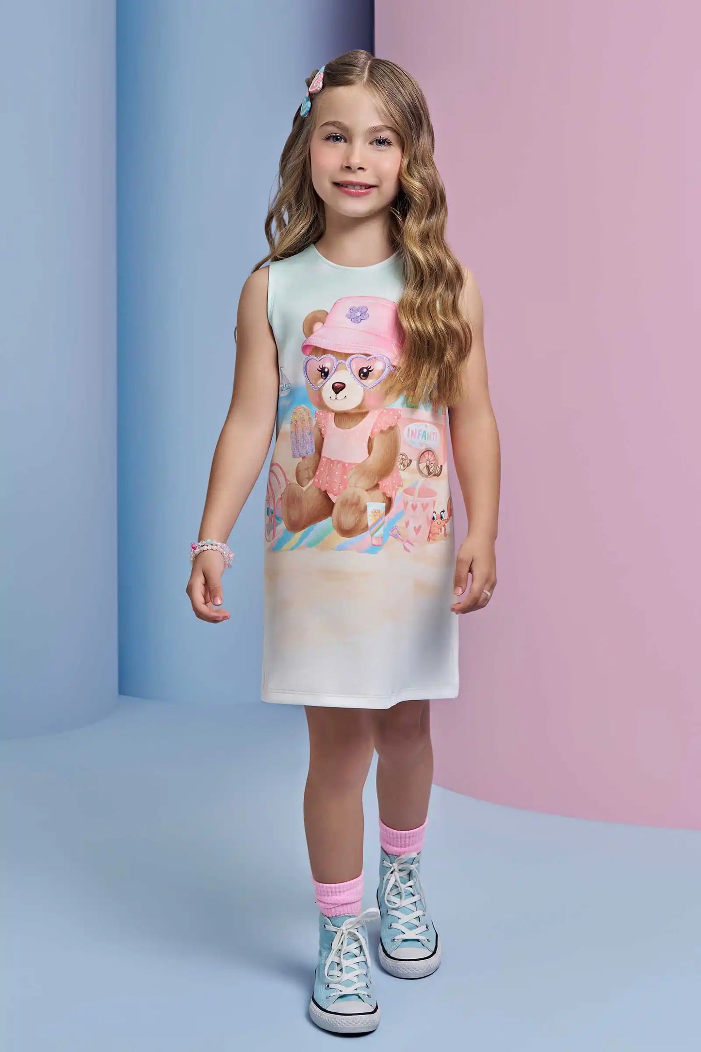 Vestido Infantil Ursinha Praia - Infanti