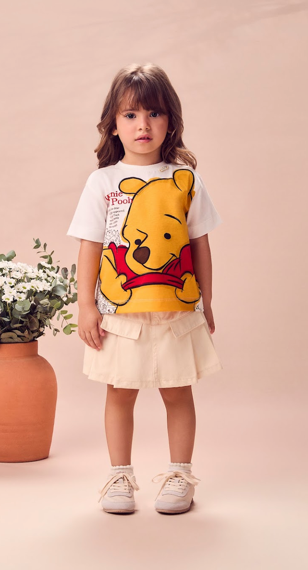 Conjunto Infantil T-shirt Infantil Usinho Pooh e Shorts  Sarja - Animê