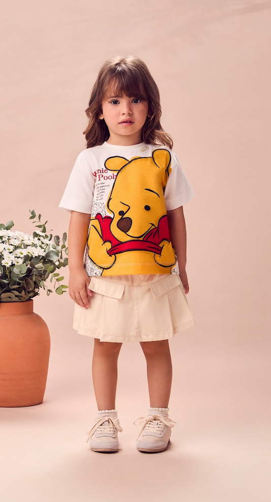 Conjunto Infantil T-shirt Infantil Usinho Pooh e Shorts  Sarja - Animê
