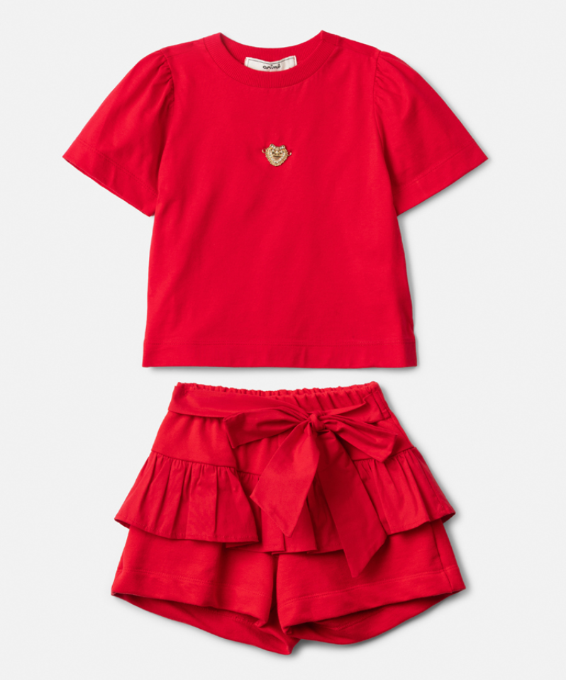 Conjunto Infantil Blusa Shorts Vermelho - Animê