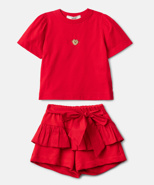 Conjunto Infantil Blusa Shorts Vermelho - Animê