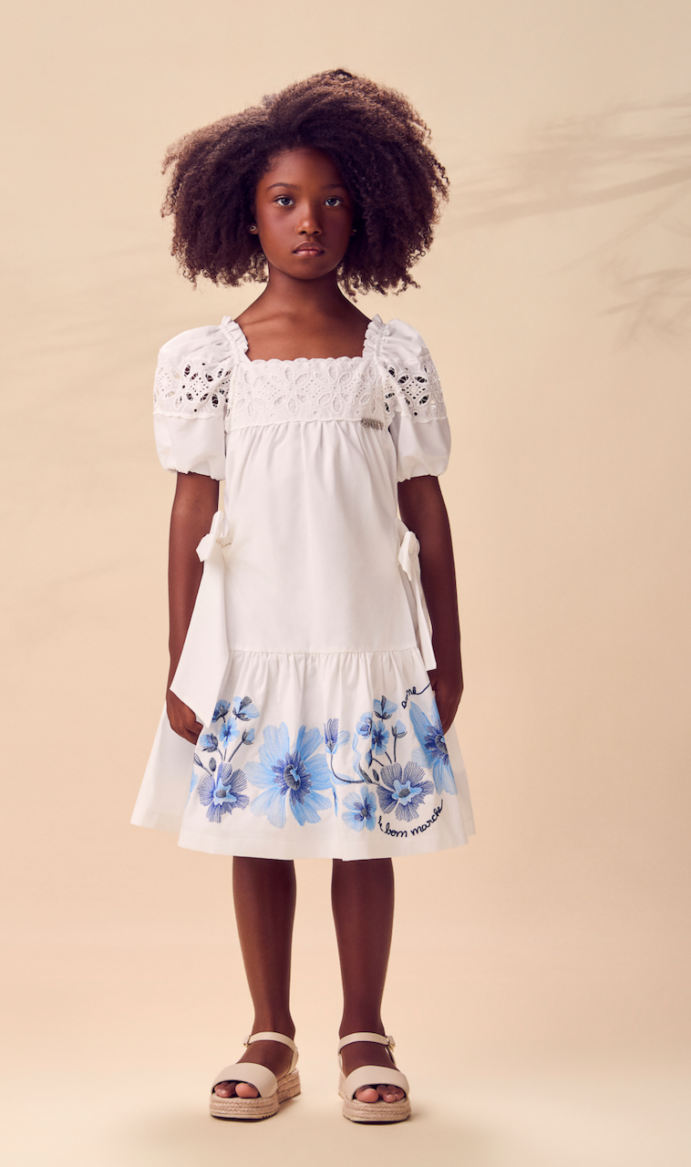 Vestido Infantil Flores Azuis - Animê
