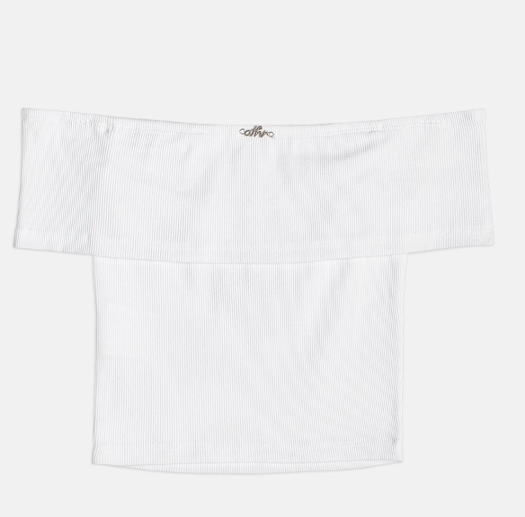 Blusa Teen Ombro a Ombro Off White - Authoria