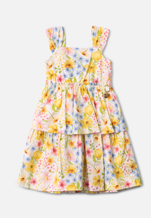 Vestido Infantil Tricoline Estampa Floral - Animê