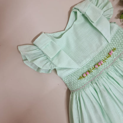 Vestido Infantil Clássico Algodão Olívia Verde - Gracia