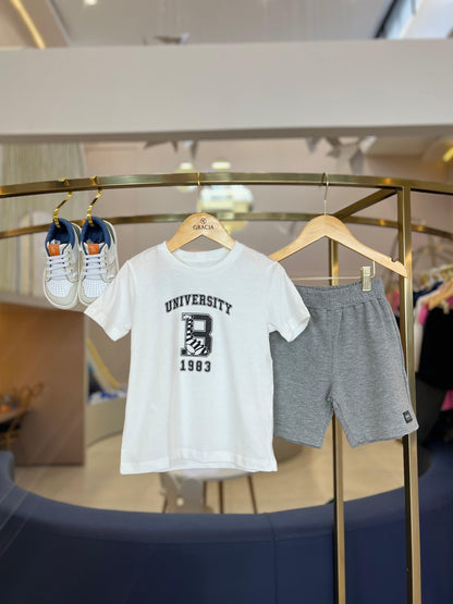 Conjunto tshirt e bermuda moletinho University Beabá - Gracia