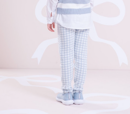 Legging Infantil Tricot Xadrez Azul - Pituchinhus