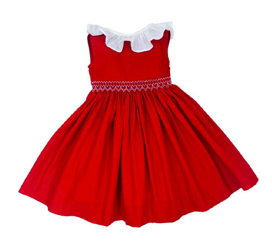 Vestido Infantil Clássico Algodão Isaura Vermelho - Gracia