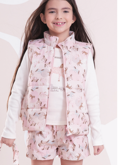 Blusa Infantil Rib Moldura Cavalinho Cristal Off White - Pituchinhus