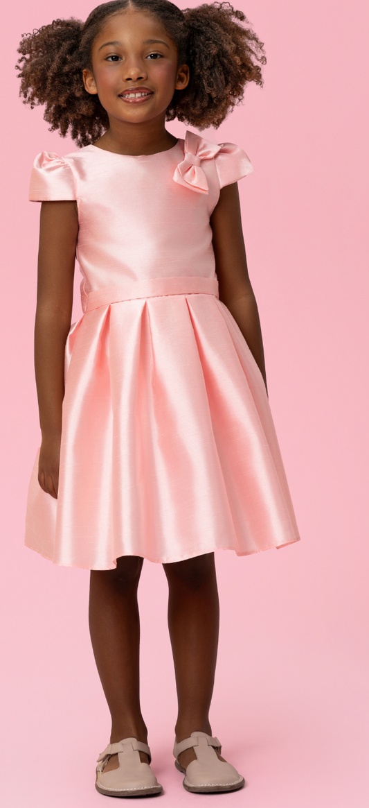 Vestido Infantil Festa Manga e Laço Rosa - Mon Sucré