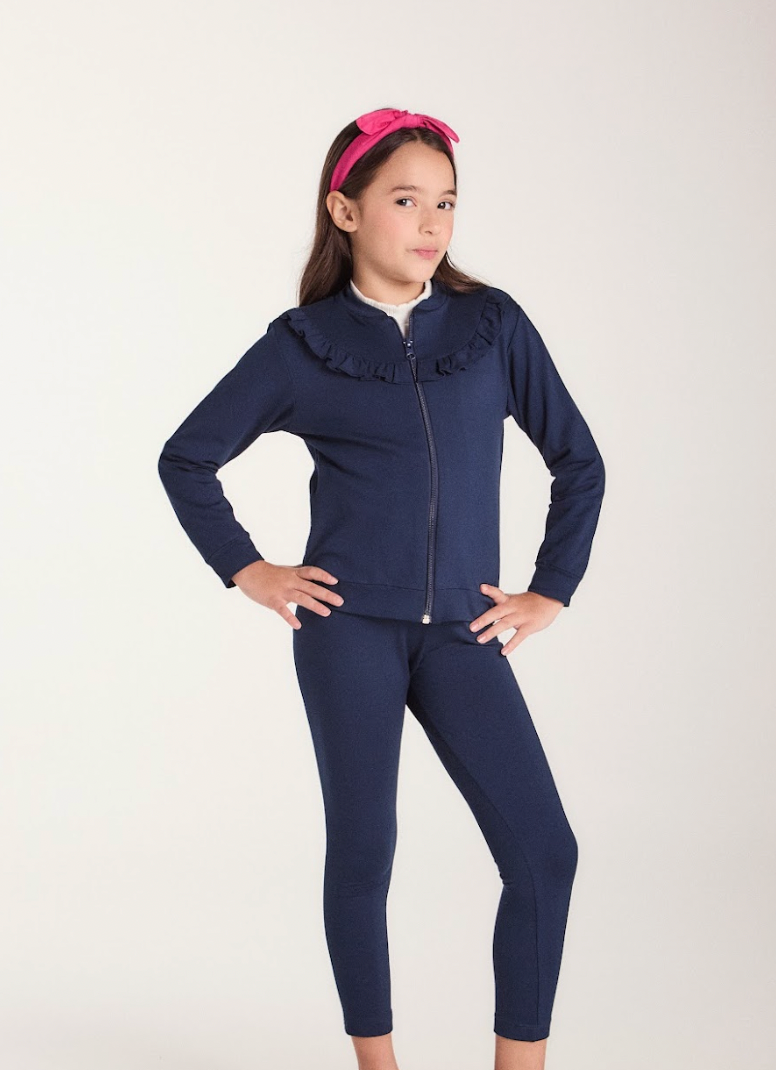 Conjunto Infantil Moletinho Algodão Blusa Zíper e Calça Montaria Marinho - Beabá