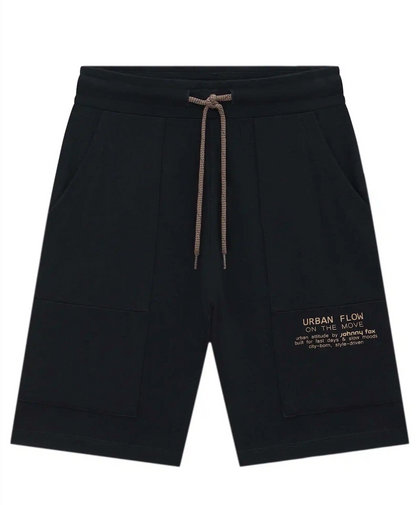 Conjunto Infantil Camisa Polo Piquet Johnny Branco e Bermuda Molevisco Urban Flow Preto - Little Johnny