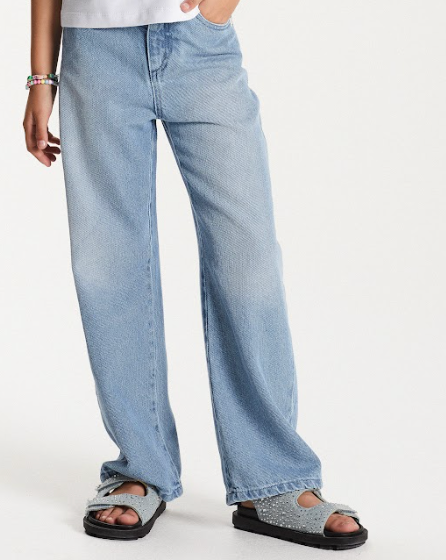 Conjunto Infantil Blusa Ursa de Lenço e Calça Jeans Wide Leg - Um Mais Um