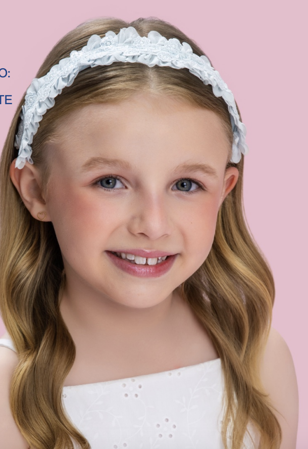 Tiara Infantil Bordado Paetês Azul Claro - Petit Cherie