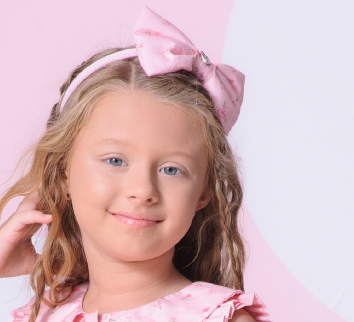 Arquinho Infantil Laço Puffer Floral Pink - Pituchinhus