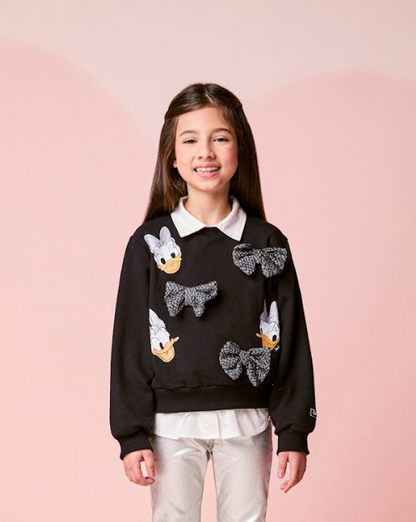 Conjunto Infantil Casaco Daisy Laços com Shorts Bengaline Metalizado - Momi