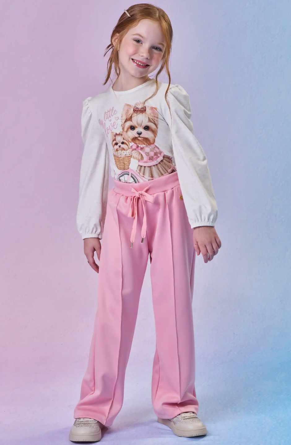 Calça Infantil Wide Leg Tecnonew Rosa - Infanti