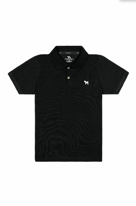 Camisa Polo Infantil Piquet Preta - Charpey PRÉ-VENDA