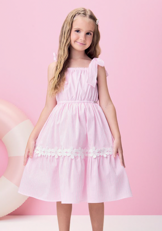 Vestido Infantil Anarruga Bordado Flores - Momi PRÉ-VENDA