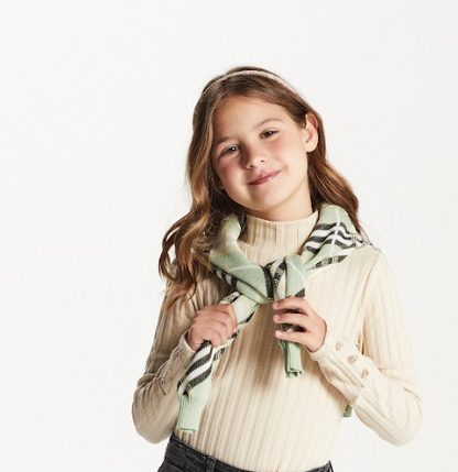 Blusa Infantil Malha com Botões Off White - Um Mais Um