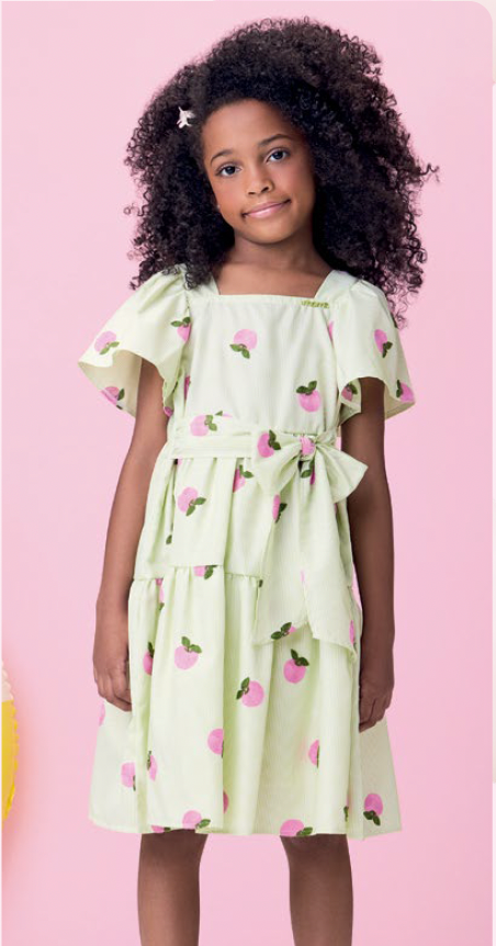 Vestido Infantil Bordado Maças - Momi PRÉ-VENDA