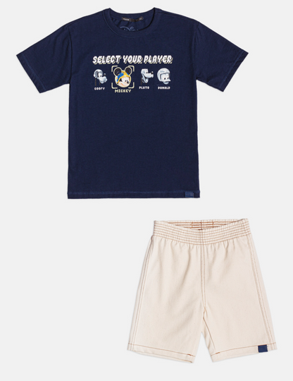 Conjunto Infantil T-Shirt Select Player Mickey Mouse e Bermuda Sarja - Youccie