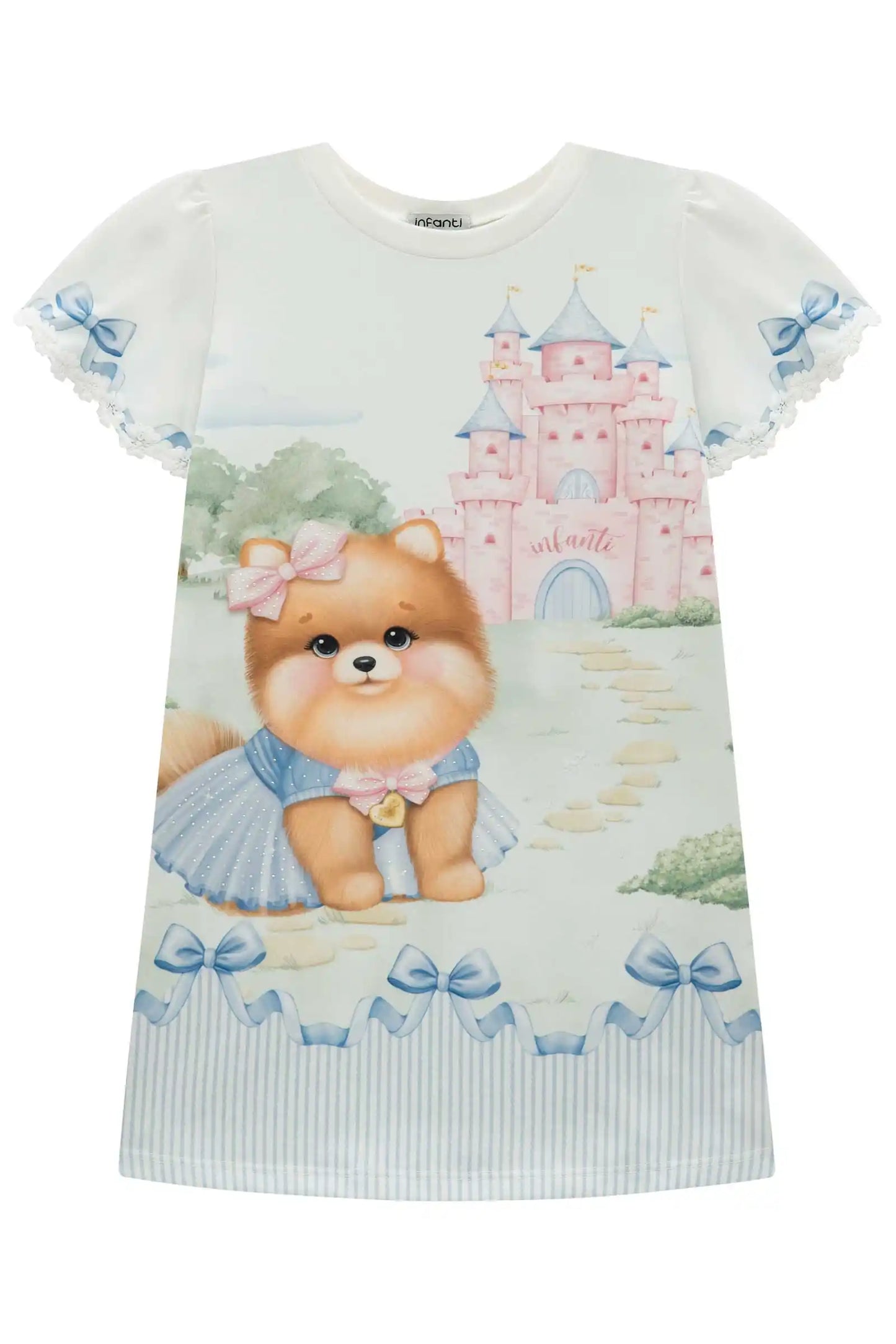 Vestido Infantil Trapézio Spitz Azul  - Infanti