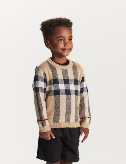 Blusa Bebê Tricot Clássico Jacquard Bege - Um Mais Um