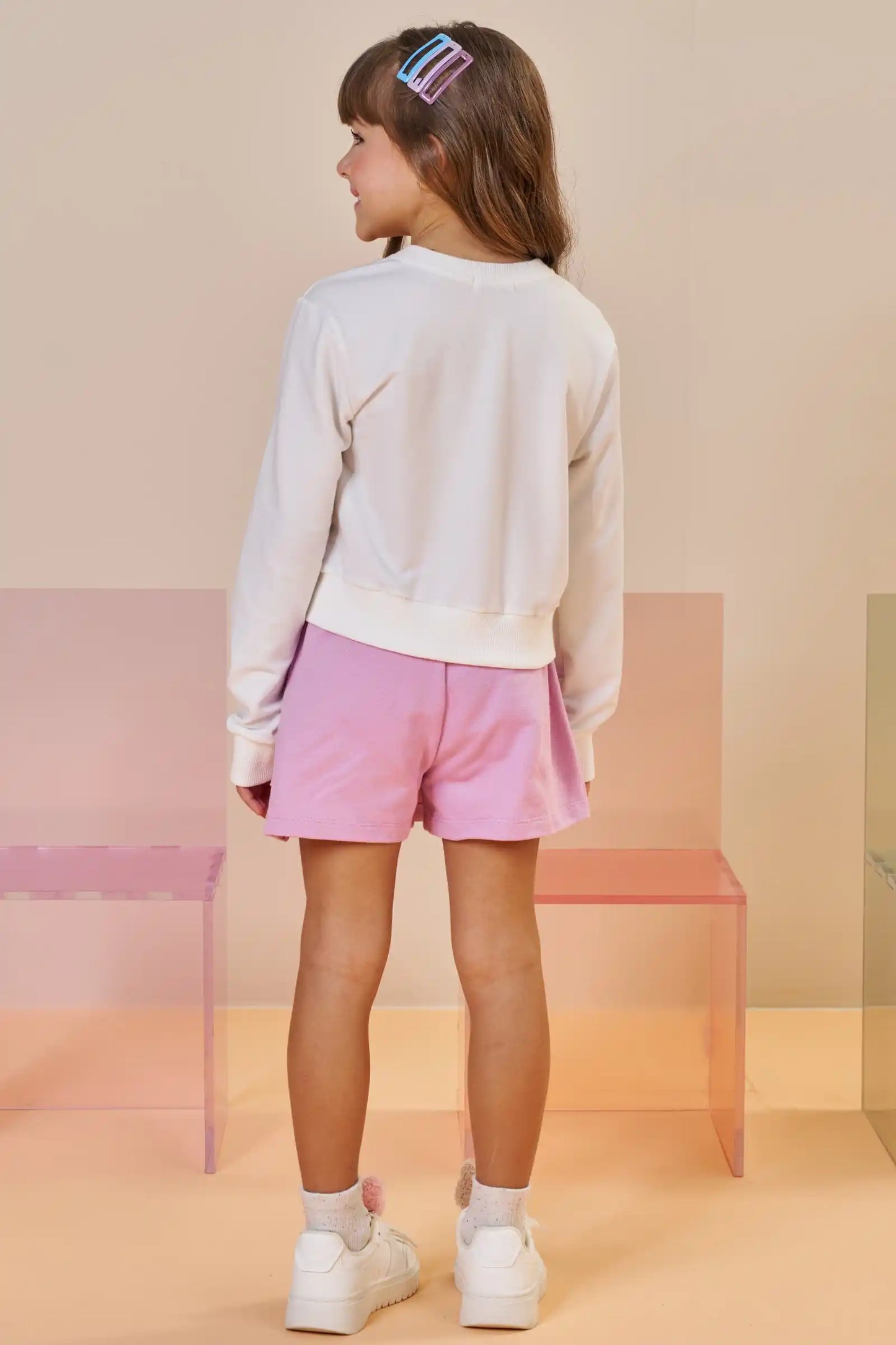 Conjunto Infantil Blusa Body ML Bear Club e Shorts-saia Lilás - Infanti