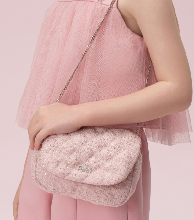 Bolsa Infantil Tweed Shine Rosa - Petit Cherie