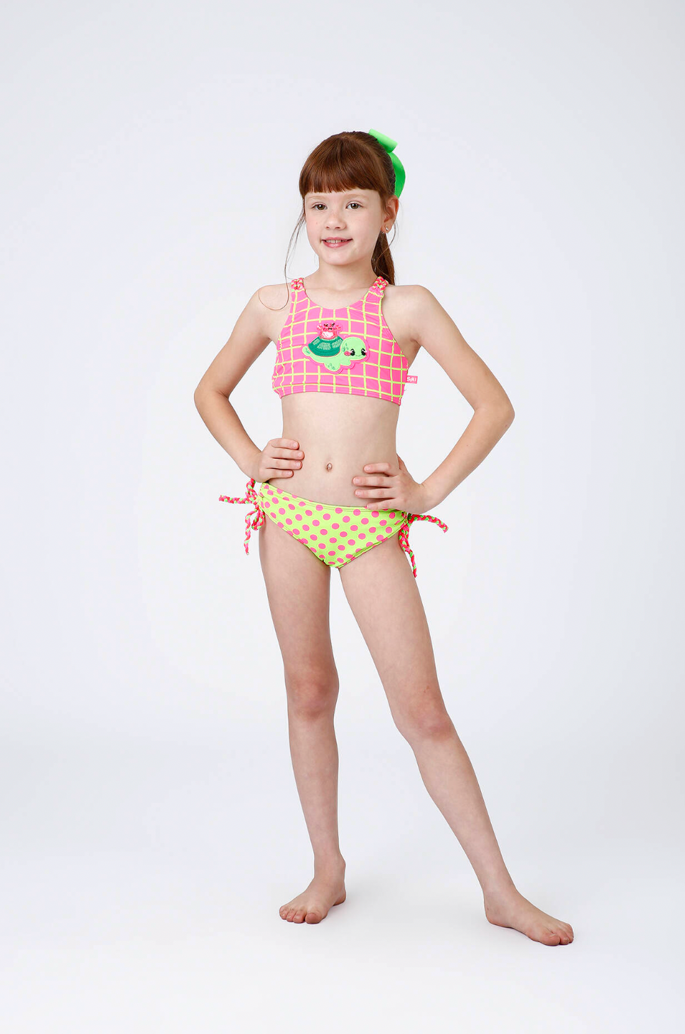 Biquíni Infantil Cropped Rose Aplic Est Turtle - Siri Kids