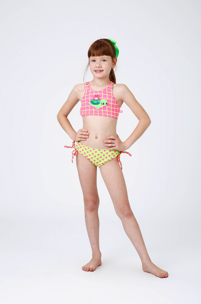 Biquíni Infantil Cropped Rose Aplic Est Turtle - Siri Kids